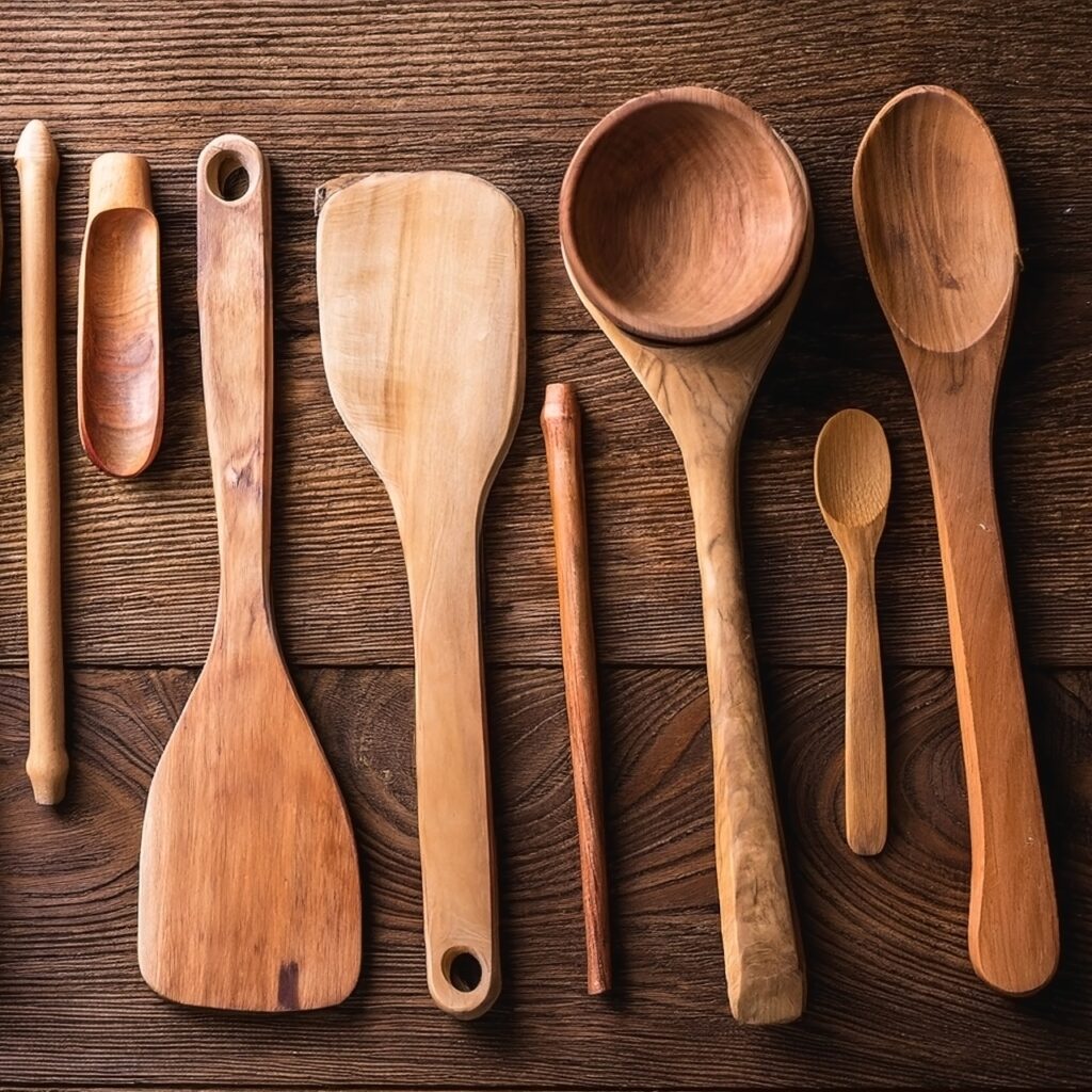A Collection of old wooden spoons
