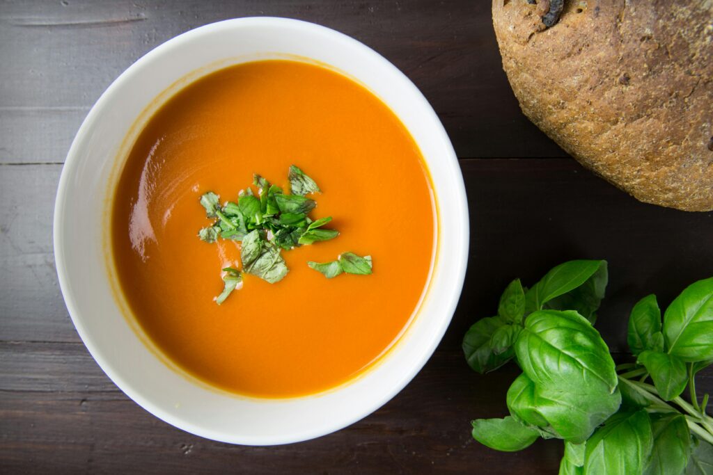 Tomato Soup in white bowl